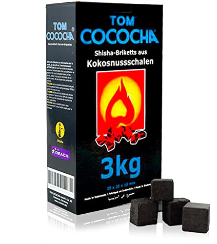 Tom Cococha Azul 3Kg - Shisha Carbono Coco Shell Aladin - Lenha e combustível - tom cococha, azul, 3kg, shisha carbono, coco shell