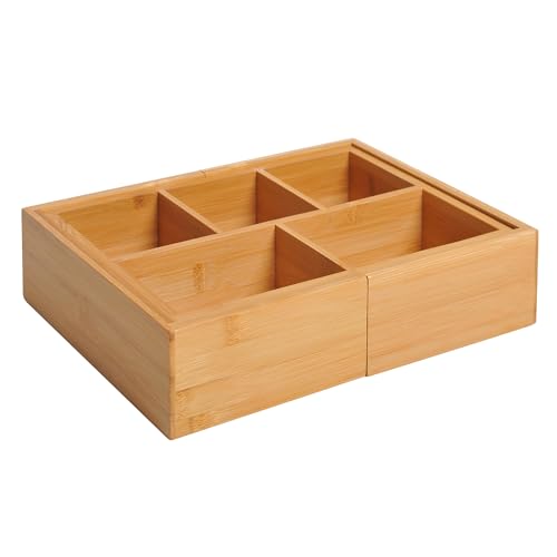 Organizador de Secretária HOMCOM | 24.6x17.6x7cm - Madeira HOMCOM - Organizadores de mesa - 24.6x17.6x7cm, madeira, design expandível, 5 a 7 compartimentos