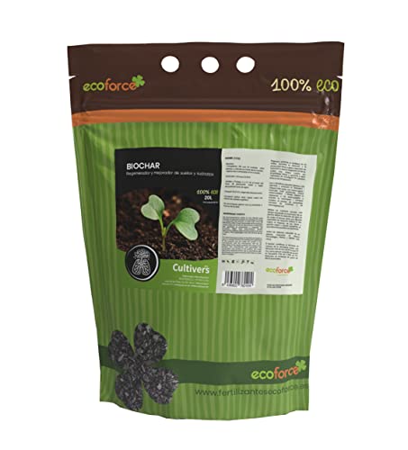 Cultivers Biochar 20 L (4Kg) Carbono Orgânico para Jardim, Relva e Plantas Ecoforce - Adubos - carbono orgânico, fertilidade, aeriação, ph