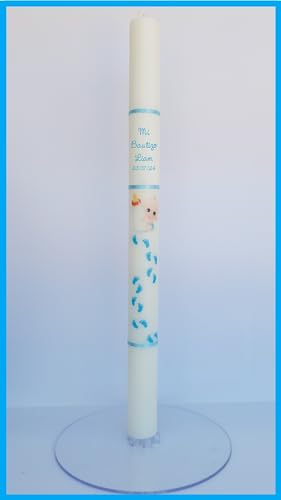 Vela de Batizado Decorada com Bebé Bibernão PLAS GRAFIC - Velas - cera branca, batizado, personalizável