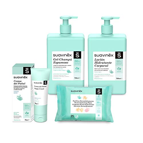 Conjunto de Cosmética para Bebés SUAVINEX Suavinex - Conjuntos de presente para bebê - champô espumoso, líquido hidratante corporal, crema de bola, toalhitas dermohidratantes