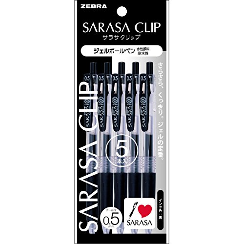 Pack de 5 Esferográficas ZEBRA Sarasa Gel Bille Clip Stylo Noir Zebra - Canetas - conjunto, 5 esferográficas, ponta de gel, bico retráctil