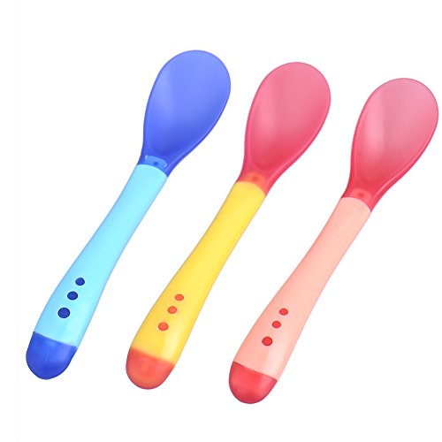 Conjunto de 3 Tacos de Alimentação para Bebês com Detecção de Temperatura e Calor BulzEU - Móveis para bebês e crianças pequenas - 3 tacos, detecção de temperatura, plástico, lavável