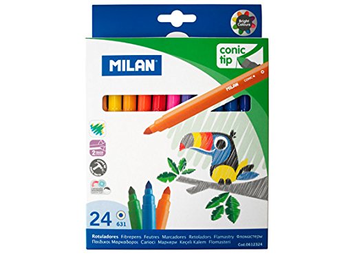 Caixa 24 Marcadores MILAN (Multicor - Ponta 5 mm) Milan - Marcadores e marcadores de texto - multicor, ponta 5 mm, cores surtidas, tinta à base de água