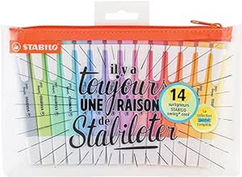 Marcador Fluorescente STABILO Swing Cool Pastel (Caixa de 14) Stabilo - Marcadores e marcadores de texto - fluorescente, pontas biseladas, cor pastel, tinta não esfria
