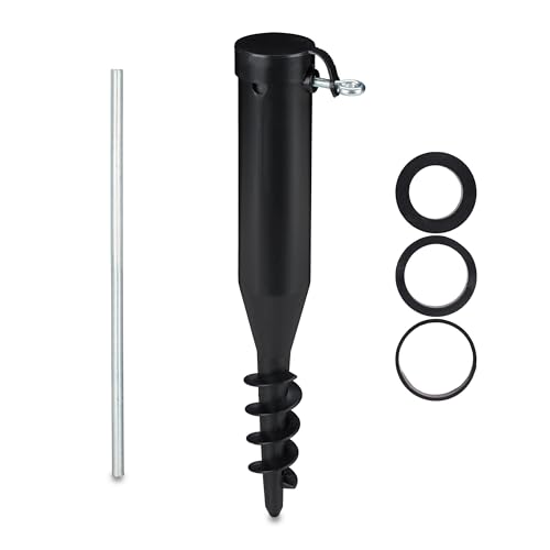 Suporte de Guarda-Sol Relaxdays 2 Pinchos - Preto (Jardinagem) Relaxdays - Eletrodomésticos - suporte, guarda-sol, 2 pinchos, preto