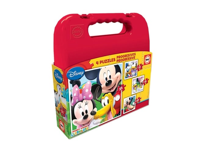 Puzzle EDUCA BORRAS Progressivos Mickey Mouse (Idade Mínima: 5 Anos - 50 Peças) EDUCA - Quebra-cabeças de encaixar - mickey mouse, cartão, progressivo, maleta