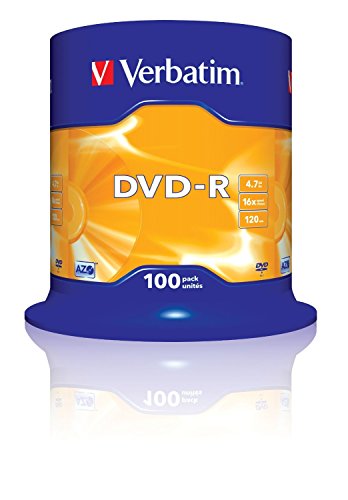 Disco Virgem VERBATIM DVD-R 4.7GB Spindle 100 Verbatim - Mídias vazias - DVD-R, 4.7GB, spindle, 100