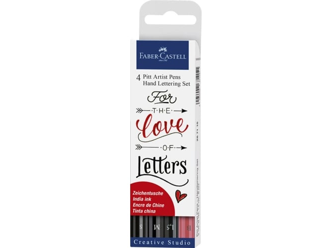 Faber Castell 1-4 marcador pitt artist pen faber-castell Faber-Castell - Canetas - tinta pigmentada, resistente à luz, fácil aplicação, segurança