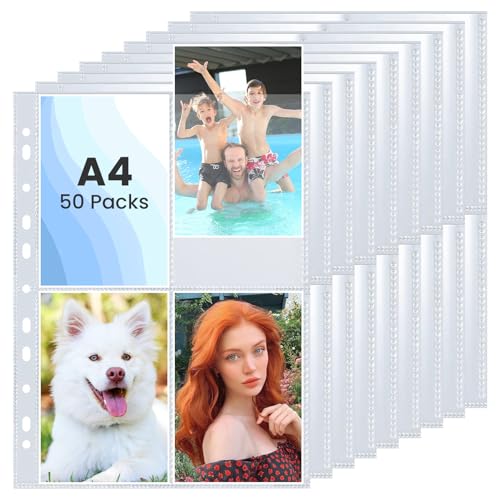 Acessório para impressora/scanner AOBOPLE 50 fundas transparentes para fotos DIN A4 AOBOPLE - Capas de cartão - polipropileno, abertura superior, folhas soltas a4, transparente