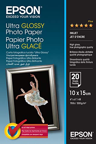 Papel Fotográfico Epson Ultra Glossy Photo Paper 100 x 150 mm 20 Folhas Epson - Papel de impressora e copiadora - ultra glossy, 100 x 150 mm, 20 folhas