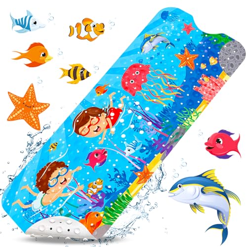 Tapete de Banho Anti-Deslizamento para Banheira e Chuveiro 100X40Cm com 200 Ventosas Fortes POWZOO POWZOO - Tapetes de banho - 100x40cm, 200 ventosas, anti-deslizamento