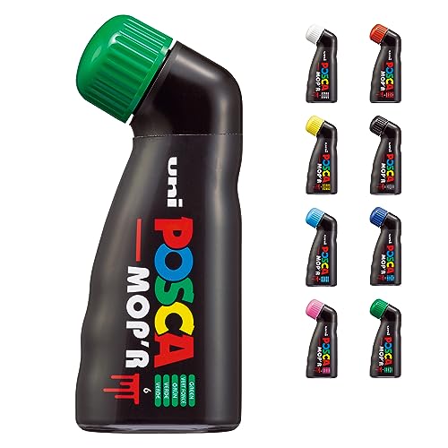 Marcador POSCA Uni Ball Mop R (Verde - Ponta de 3 a 4 mm) Mitsubishi - Marcadores e marcadores de texto - verde, ponta 3-4 mm, tinta à base de água, opaca