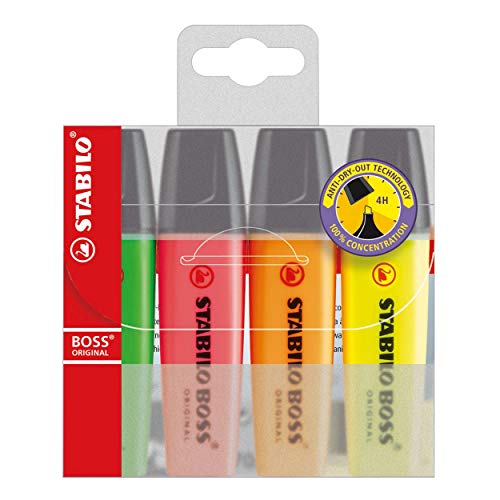 Marcador Fluorescente STABILO BOSS Original Preto e Cinzento (Ponta 1.0-3.0mm) Stabilo - Marcadores e marcadores de texto - fluorescente, recarregável, pontas variadas, conjunto