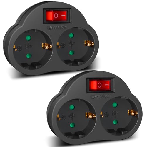 Adaptador Elétrico EXTRASTAR 2 em 1 com Interruptor e 2 Tomadas Tipo F EXTRASTAR - Fios e cabos elétricos - interruptor, tomadas tipo f