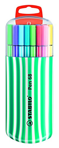 Caixa de Fita para Canetas Stabilo Pen68 Azul Turquesa Stabilo - Canetas - ponta média, tinta à base de água, 1 mm, resistente