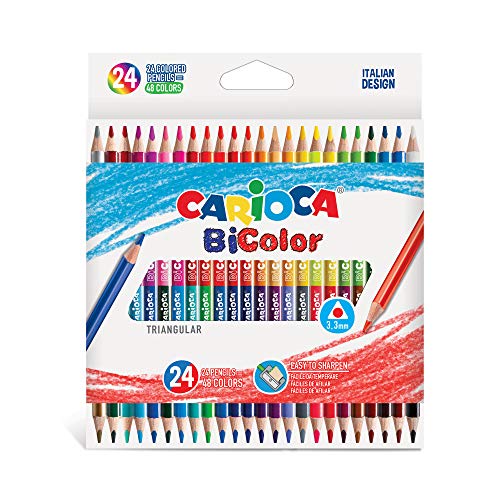 Lápis de Carvão CARIOCA 43031 (Castanho e Preto) Carioca - Instrumentos de escrita e desenho - 29mm, corpo triangular, 24 lápis, cores vivas