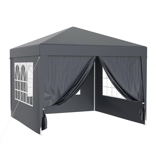 Pérgula Outsunny com laterais impermeáveis e proteção UV | 3 x 3 m - Cinza Toboli - Móveis de exterior - impermeável, proteção UV, 3x3m, cinzento