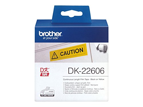 Etiquetadora BROTHER DK-22241 Amarelo sobre Branco Brother - Fitas de etiquetas e recargas - etiquetas, impressora, ql-570, 62mm, amarelo sobre branco