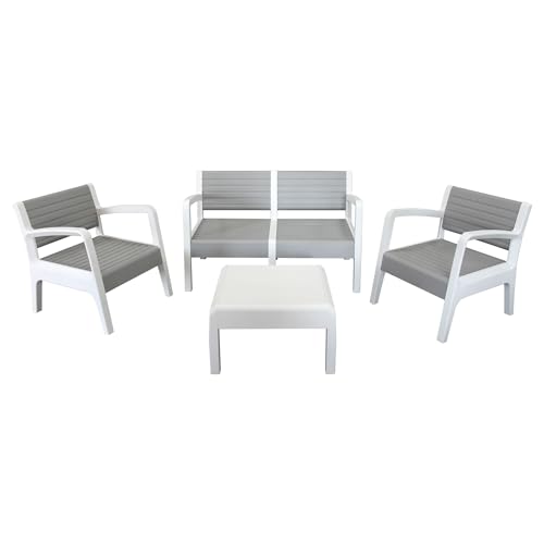 Conjunto de Sofá e Mesa Baixa BENEFFITO Miami (Castanho - Poliéster) SP BERNER - Móveis de exterior - sofá, mesa baixa, castanho, poliéster