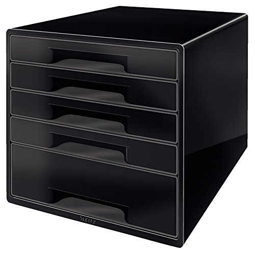 Arquivador LEITZ WOW Cube 5 Gavetas Preto Leitz - Gavetas de armazenamento doméstico - gavetas, preto, arquivador
