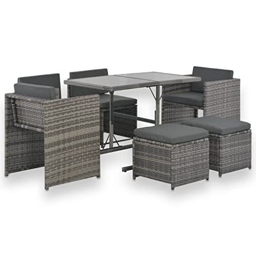 Conjunto de Refeição VIDA XL (Cinzento - Poliéster) vidaXL - Móveis de exterior - conjunto, refeição, vida xl, cinzento, poliéster
