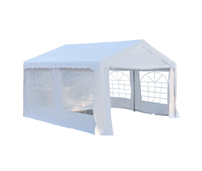Pérgola de Jardim Outsunny | 400 x 400 x 275 cm - Branco Outsunny - Toldos e gazebos - 400x400x275 cm, branco
