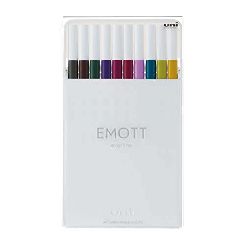 Marcadores UNI EMOTT 10 Peças (Multicor - Ponta Redonda - 1.5 mm) Uni - Canetas - multicor, ponta redonda, 1.5 mm, tinta à base de água