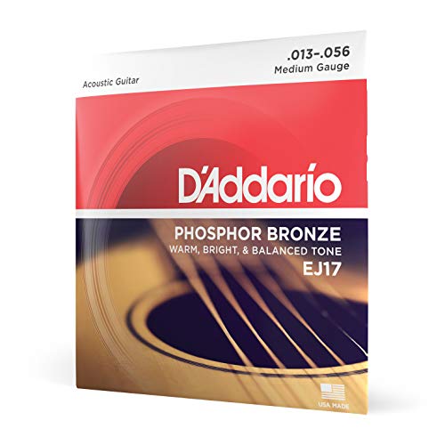 DAddario Ej17 13-56 Medium Phosphor Bronze Acoustic Set D'Addario - Acessórios para guitarra - 13-56, bronzeado, phosphor bronze, acústico