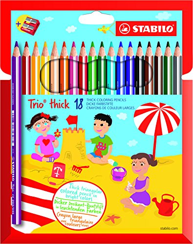 Lápis de Cor STABILO Trio (Multicor - 18 Unidades) Stabilo - Lápis - multicor, 18 unidades, triangular, ergonômico