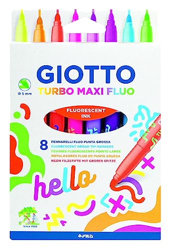 Marcadores GIOTTO Turbo Maxi Fluo (Multicor) Fila - Marcadores e marcadores de texto - multicor, fluo, infantil, plástico, ventilado
