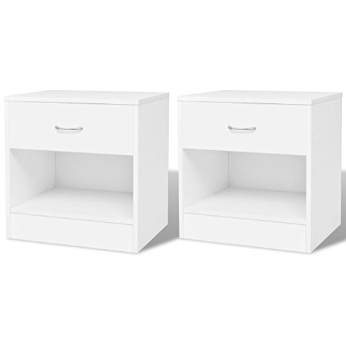 Mesa de cabeceira vidaXL | 2 Unidades | Gaveta branco | 36,5 x 30,5 x 38 cm vidaXL - Acessórios para telemóveis - mesa, cabeceira, vidaxl, 2 unidades, gaveta branco