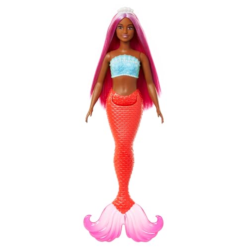 BARBIE: Sereia (Idade Mínima Recomendada: 3 anos) Barbie - Brinquedos - vestido de conchas, cauda esculpida, cabelo fantástico, acessórios detalhados
