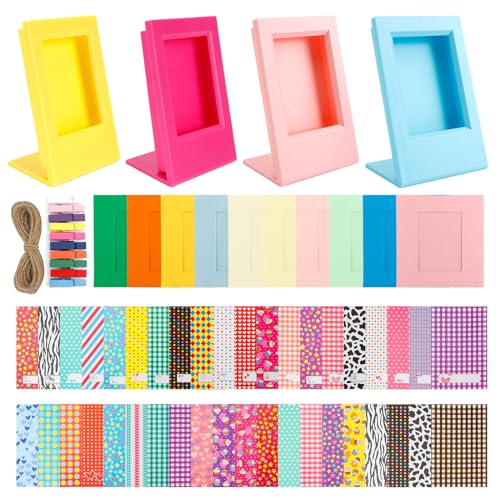 Moldura para Fotografia INSTAX 4Pcs com 40 Autocolantes e 10 Papéis JABNOW - Porta-retratos - moldura, fotografia, instax, 4pcs, 40 autocolantes, 10 papéis