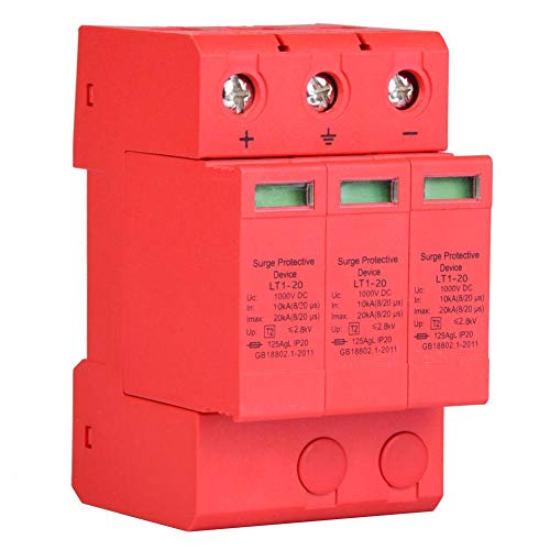 Protetor de sobretensão de corrente de 3 kV (DC) 3P Fafeicy - Dispositivos de proteção contra surtos - 20 ka, 40 KA, 3 kV, ignífugo, IP20