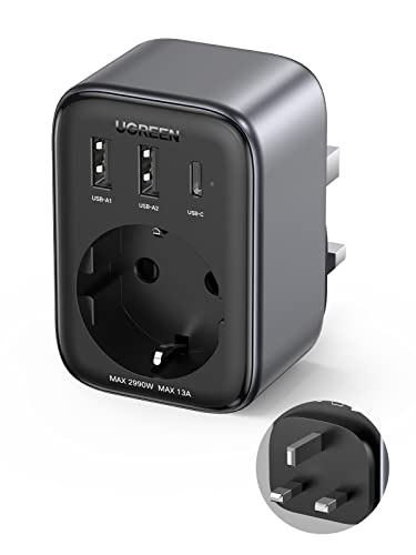Adaptador de Viagem UGREEN Travel Adapter (USB-C - Preto) Ugreen Group Limited - Controlos de jogo - usb-c, universal, 30 W, preto