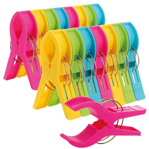 Conjunto de 16 Agarradores para Toalha de Praia COM-FOUR com-four - Prendedores de roupa - 16 agarradores, toalha de praia, xxl