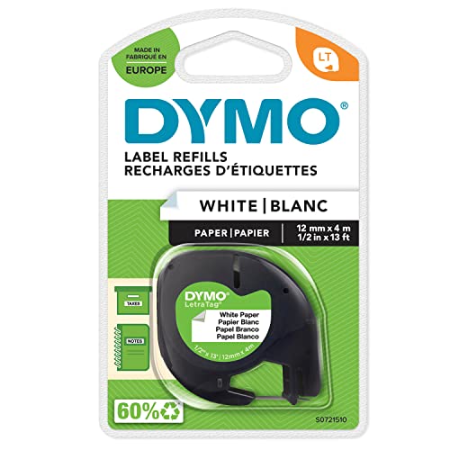 Fita para Etiquetadora DYMO 12 mm LetraTAG Paper Tape DYMO - Fitas de etiquetas e recargas - fita, etiquetadora, dymo, 12mm, LetraTag