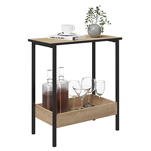 Mesa de Apoio WOLTU BTS03HEI (Castanho - Madeira e Metal) WOLTU - Conjuntos de móveis de quarto - castanho, madeira, metal