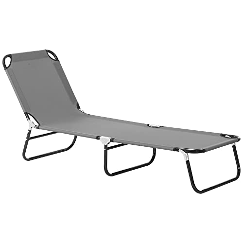 Espreguiçadeira Dobrável Outsunny | 190 x 56 x 28 cm - Cinzento Outsunny - Móveis de exterior - dobrável, 190 x 56 x 28 cm, cinzento