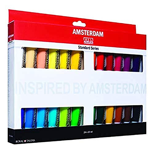 Tinta Acrílica AMSTERDAM TUBES (24 Unidades) Amsterdam - Tinta, tinta de arte e esmalte - 24 unidades, 20 ml, resistente à luz, resistente ao calor
