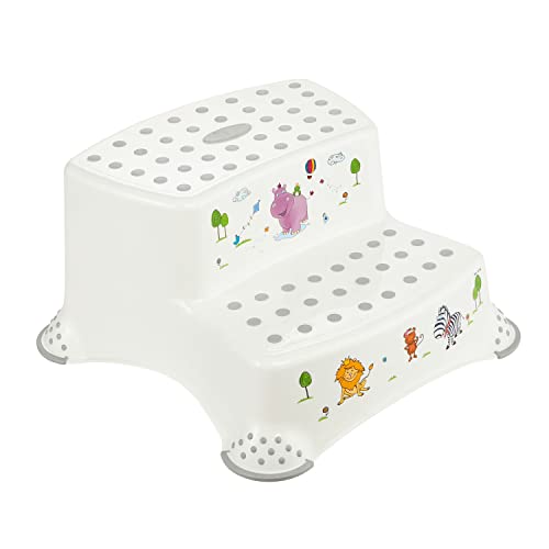 Tabuleiro para Crianças IGO HIPPO (Branco - Madeira e Metal) keeeper - Escadas e andaimes - antiderrapante, duplo nível, madeira, metal