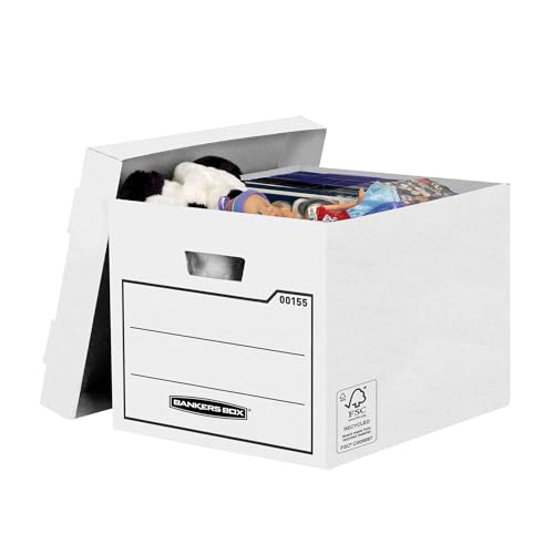 Caixa para Arquivos BANKERS BOX 00155 (Branco) Fellowes - Arquivamento e organização - alta qualidade, cartão corrugado, metal, plástico transparente