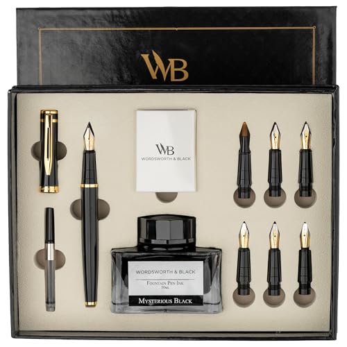 Caneta de Tinta Permanente BLACK CALLIGRAPHY Wordsworth & Black - Canetas - caneta, tinta permanente, black calligraphy, design elegante, ponta cão, conversor tinta