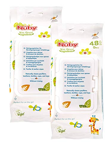 Toalhitas Húmidas Para Chupete 2X48 Unidades Nuby - Chupetas e mordedores - húmidas, nuby, componentes naturais