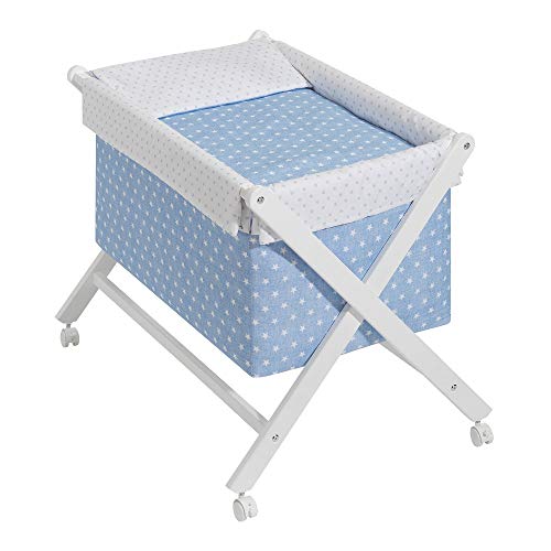 Berço de Passeio INTERBABY Estrelas (Azul) Mindoo - Móveis para bebês e crianças pequenas - rodas, pegas, colchão, estrelas