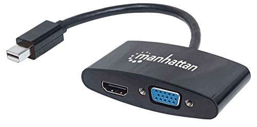 Adaptador MANHATTAN (Mini DisplayPort - HDMI e VGA - 20 cm - Preto) MANHATTAN - Cabos - mini displayport, hdmi, vga, 20 cm