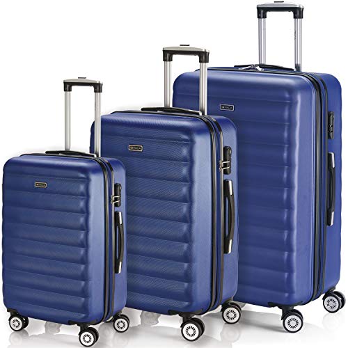 Conjunto de 3 Málas de Viagem ITACA Rígida e Resistente (35/70/100 L) Azul ITACA - Malas - rígida, resistente, 35/70/100 L, correia ajustável