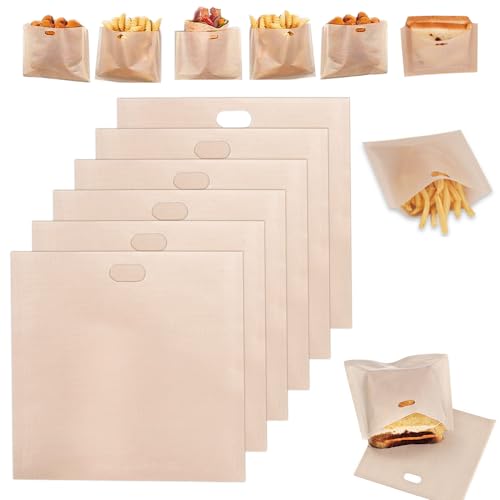 Caredgo 6 BOLSAS REUTILIZABLES 16 X 16,5 CM CAREDGO - Acessórios para torradeiras - reutilizável, 16 x 16,5 cm, resistente ao calor, antiaderente