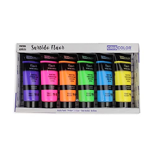 Tinta CRISCOLOR Fluorescent 6X75Ml (Pintura) CRISCOLOR - Tinta - fluorescente, 6x75ml, pintura